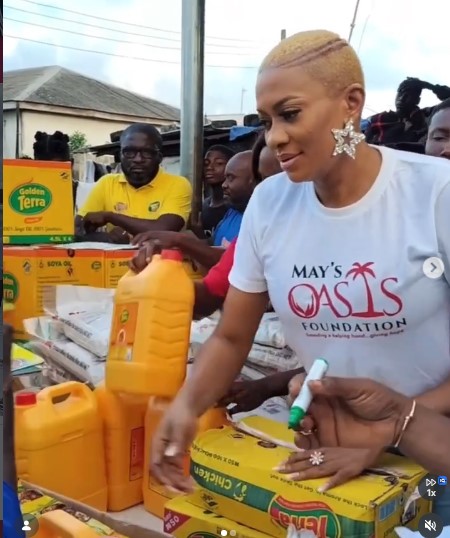 Foundation representative supporting a community distribution